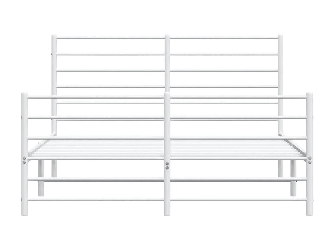 Cadre de lit métal avec tête de lit-pied de lit blanc 135x190