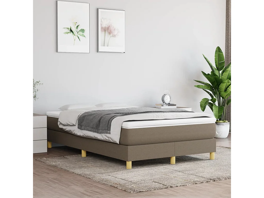 Sommier à lattes de lit avec matelas taupe 120x190 tissu