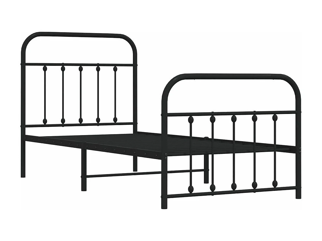 Cadre de lit métal avec tête de lit-pied de lit noir 90x200