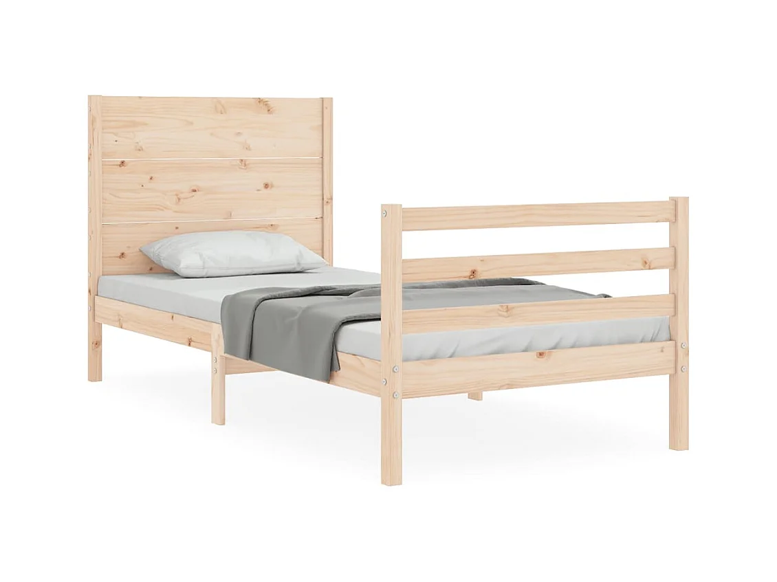 Cadre de lit avec tête de lit petit simple bois massif