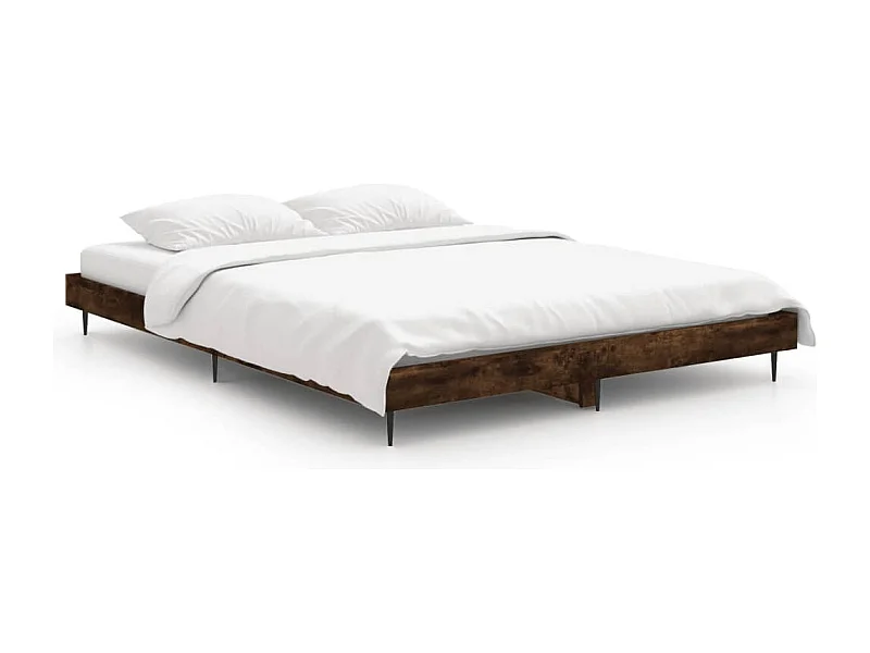 Cadre de lit chêne fumé 135x190 bois d'ingénierie