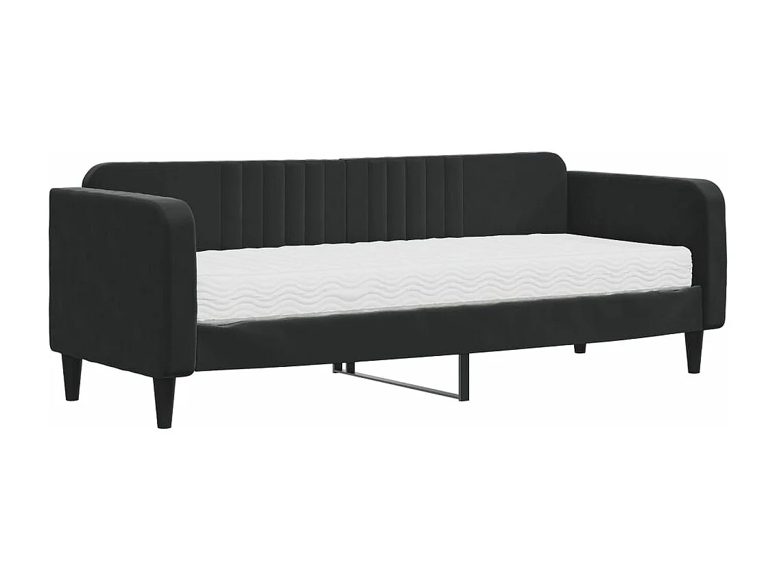 Lit de jour avec matelas noir 80x200 velours
