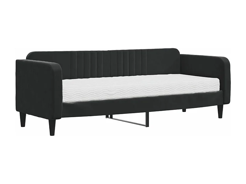 Lit de jour avec matelas noir 80x200 velours