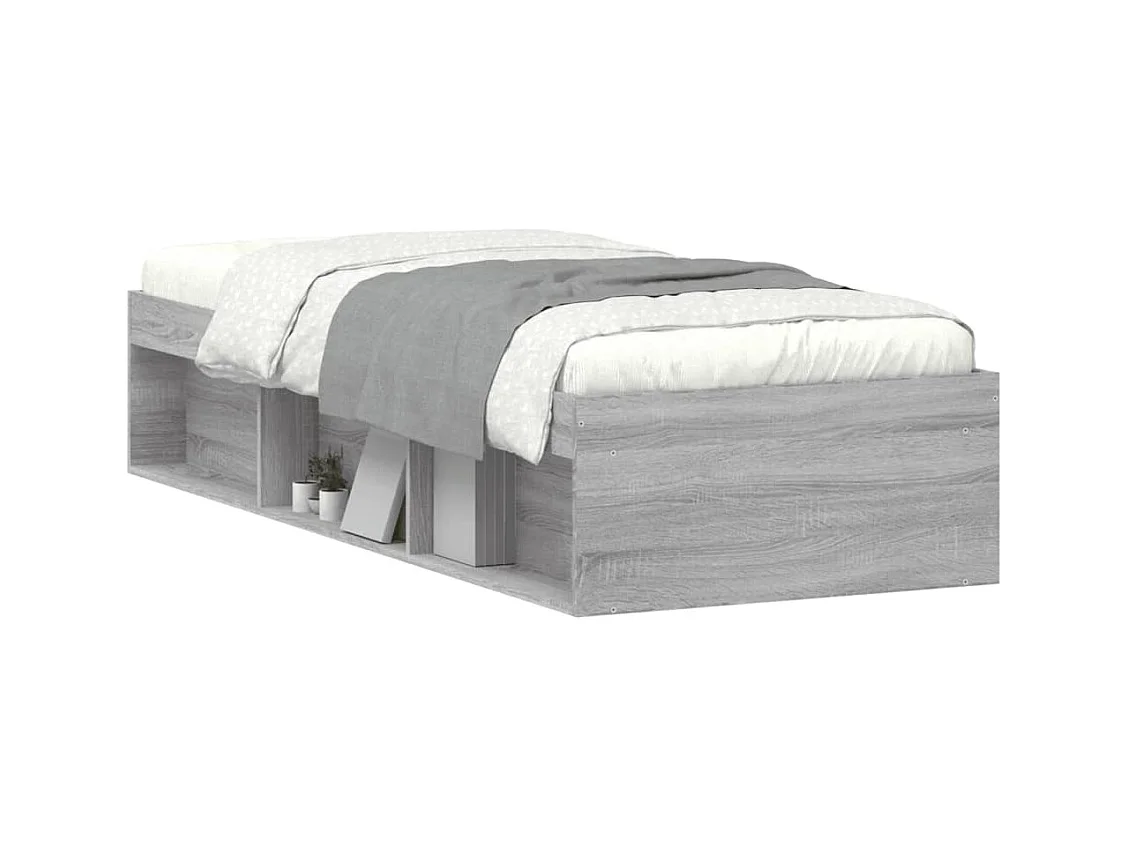 Bedframe grijs sonoma eikenkleurig 75x190 cm