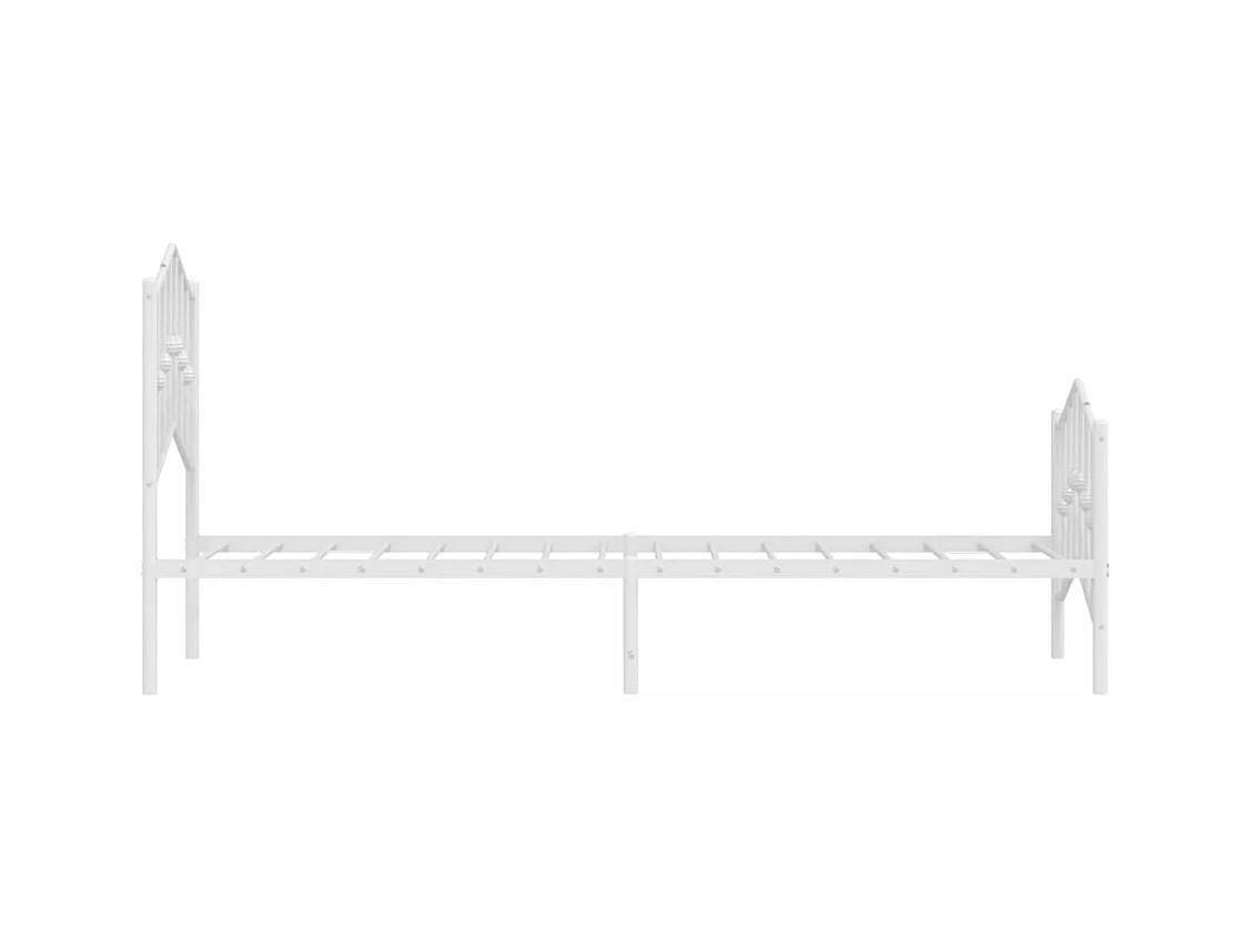 Cadre de lit métal avec tête de lit-pied de lit blanc 80x200