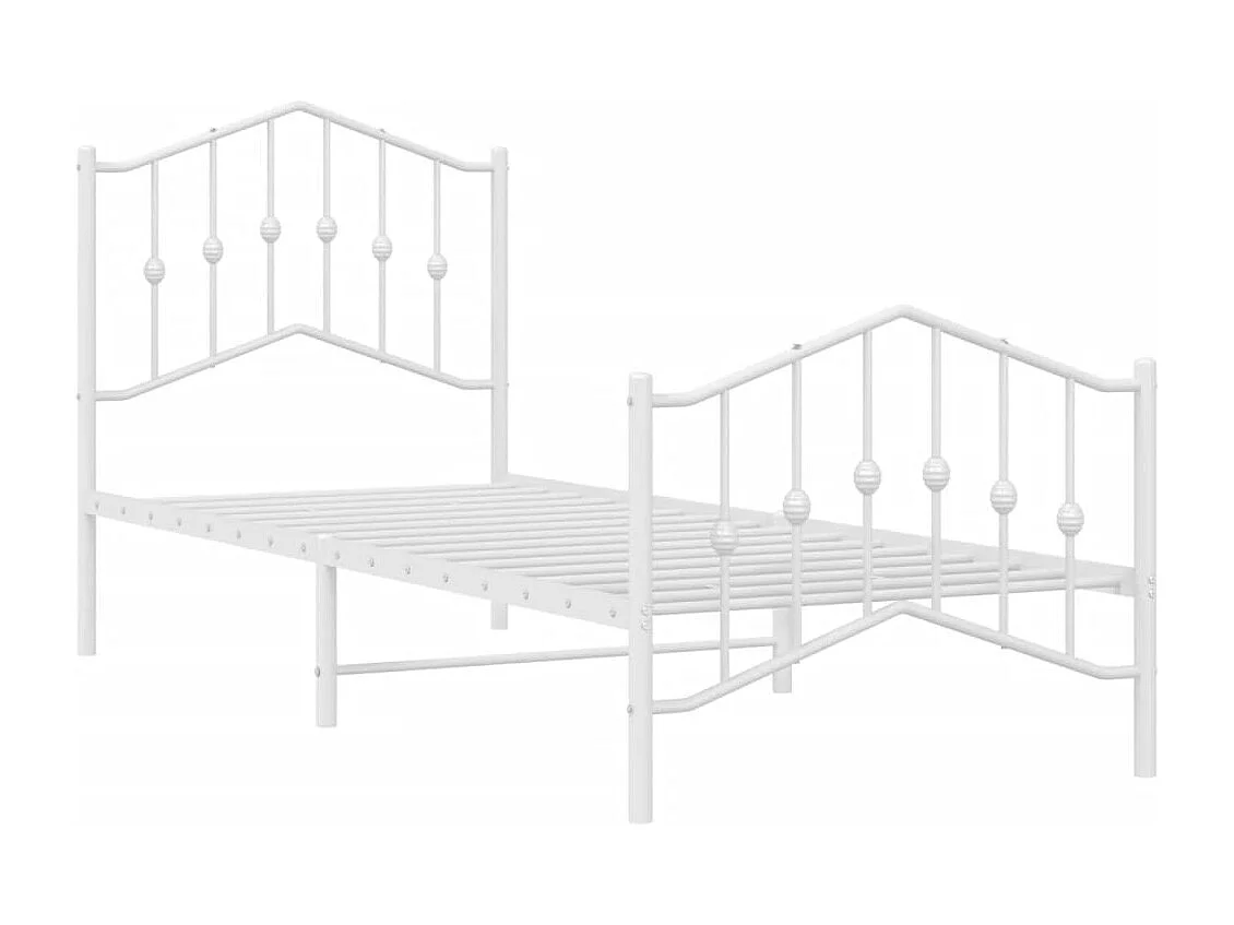 Cadre de lit métal avec tête de lit-pied de lit blanc 80x200