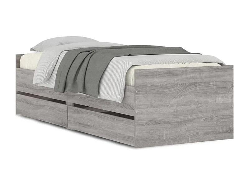 Cadre de lit avec tiroirs sonoma gris 100x200