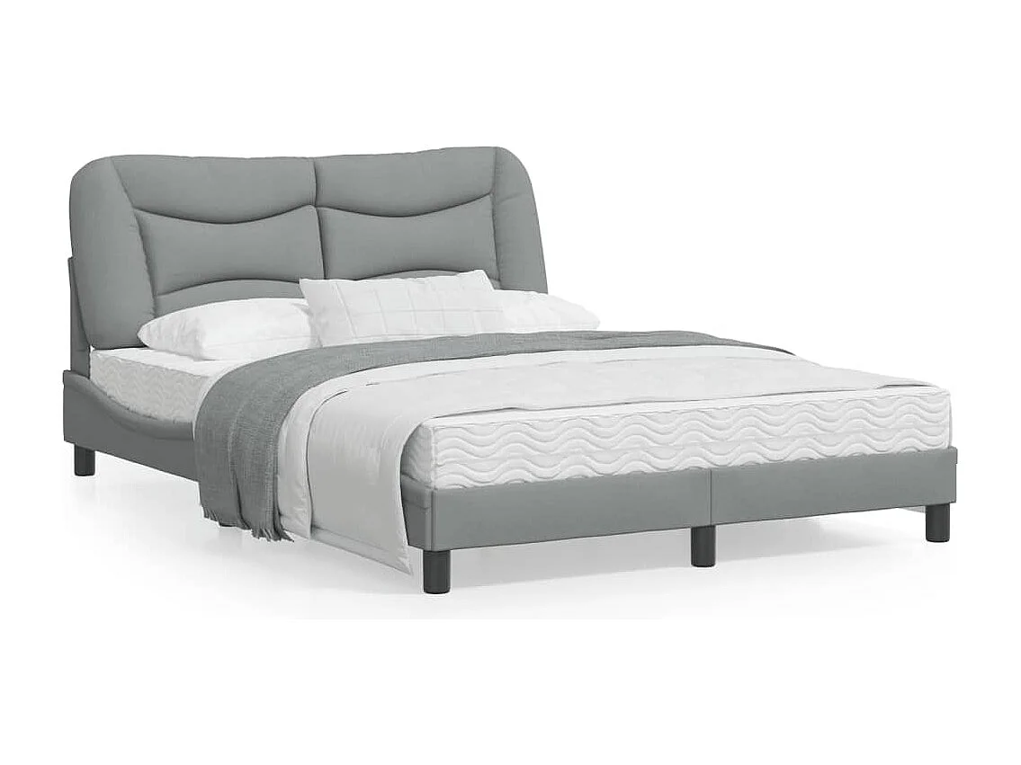 Cadre de lit avec lumières LED gris clair 120x200 tissu