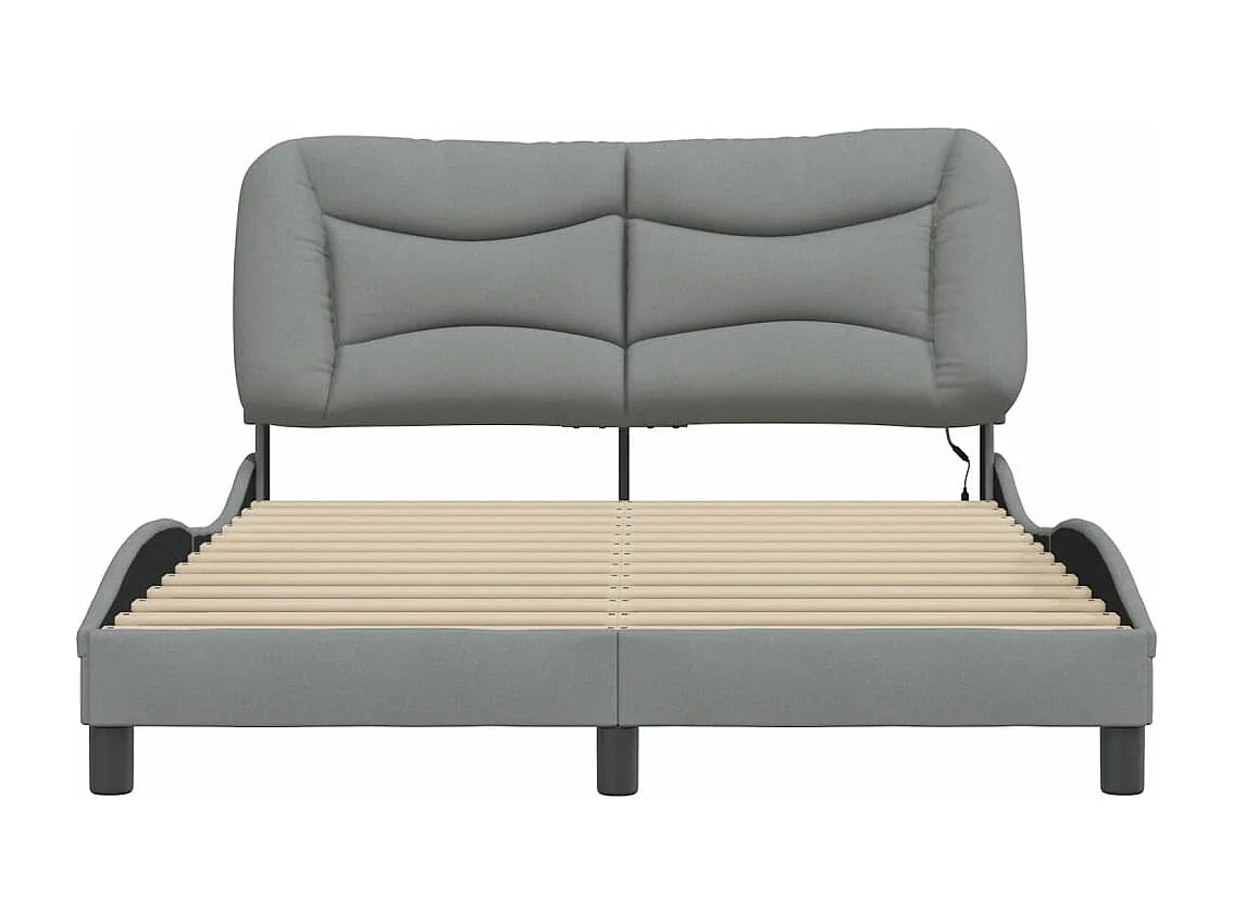 Cadre de lit avec lumières LED gris clair 120x200 tissu