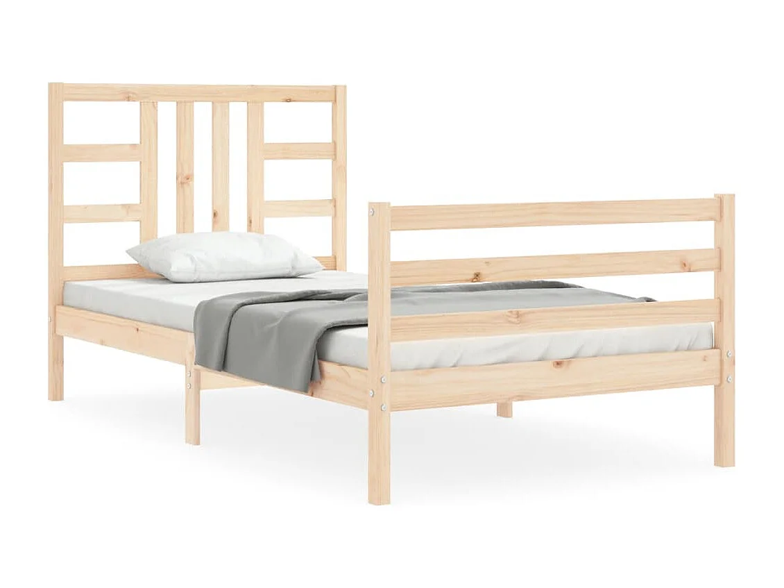 Cadre de lit avec tête de lit 90x200 bois massif