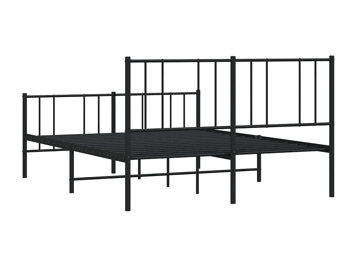 Cadre de lit métal avec tête de lit-pied de lit noir 120x190