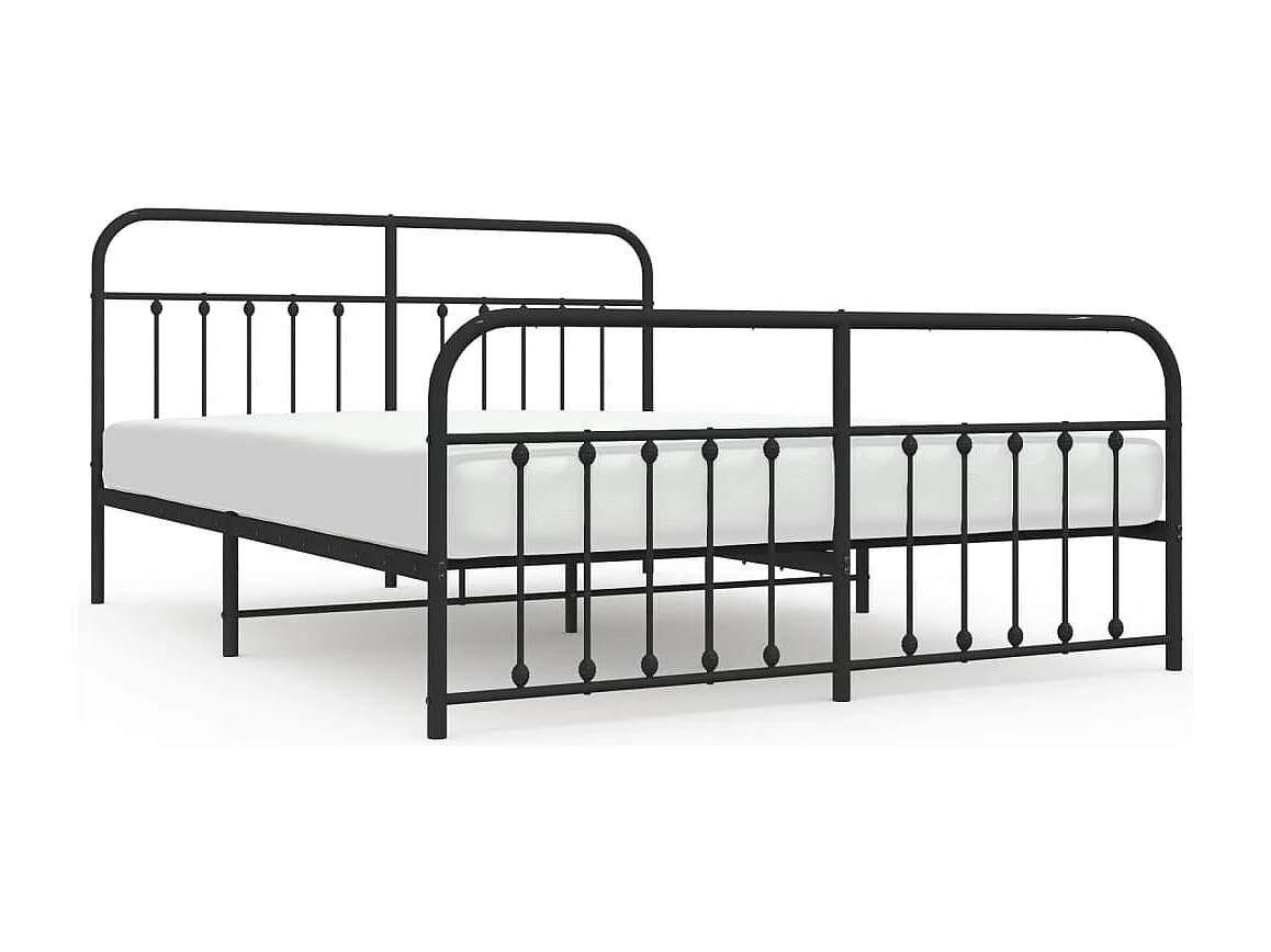 Cadre de lit métal avec tête de lit-pied de lit noir 180x200