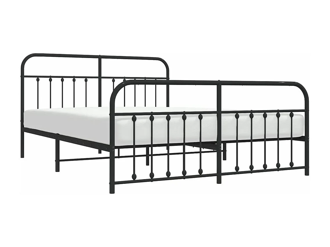 Cadre de lit métal avec tête de lit-pied de lit noir 180x200