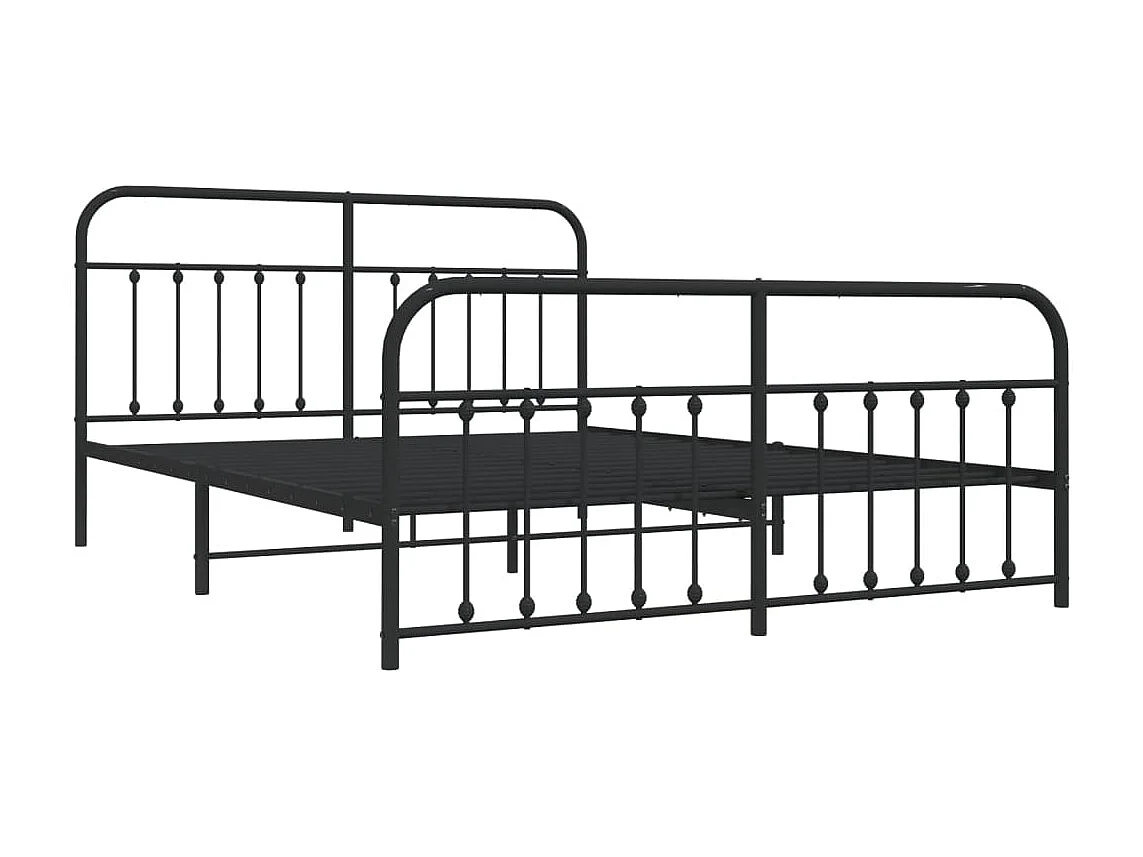 Cadre de lit métal avec tête de lit-pied de lit noir 180x200