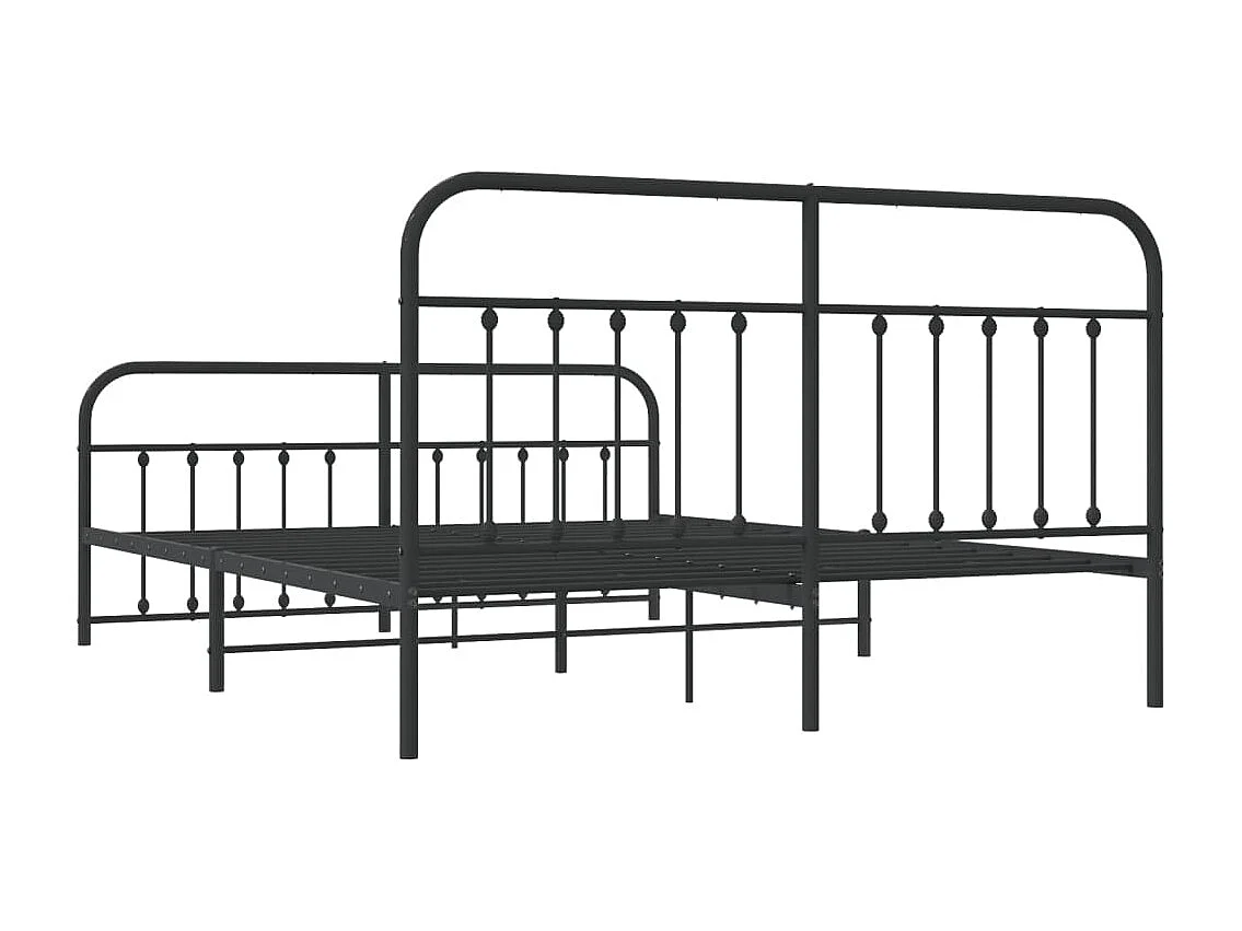 Cadre de lit métal avec tête de lit-pied de lit noir 180x200