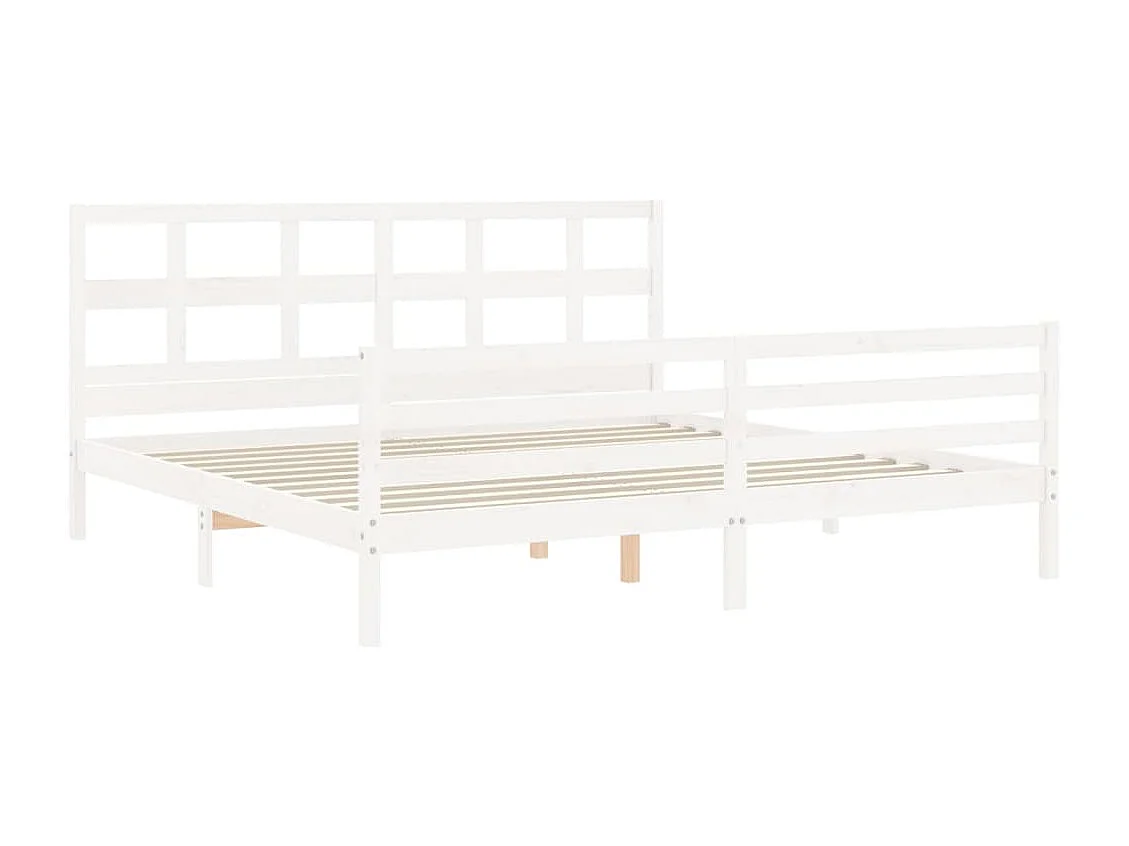 Cadre de lit avec tête de lit blanc Super King Size bois massif