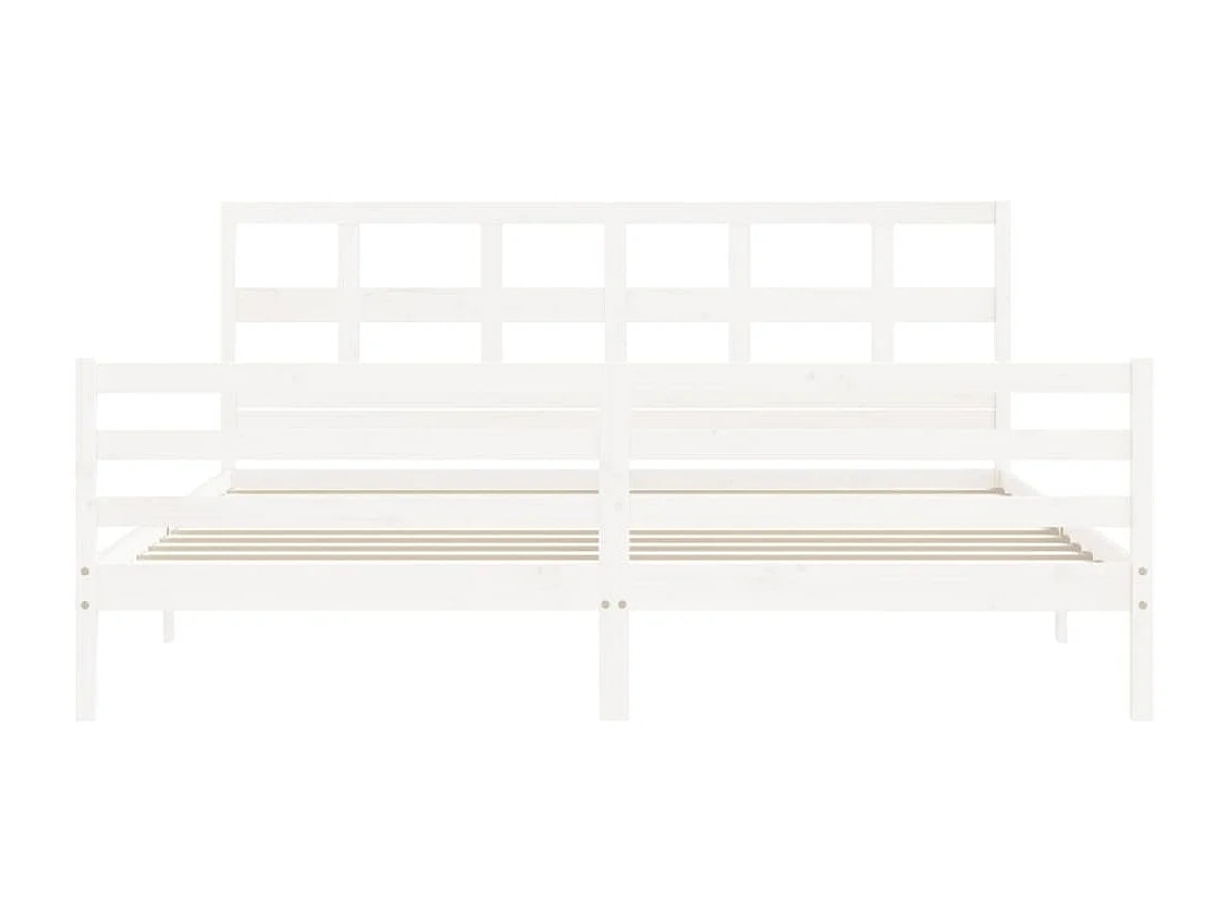 Cadre de lit avec tête de lit blanc Super King Size bois massif