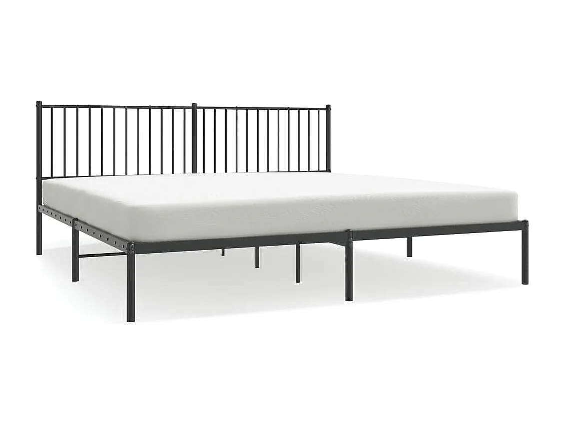 Cadre de lit métal avec tête de lit noir 193x203