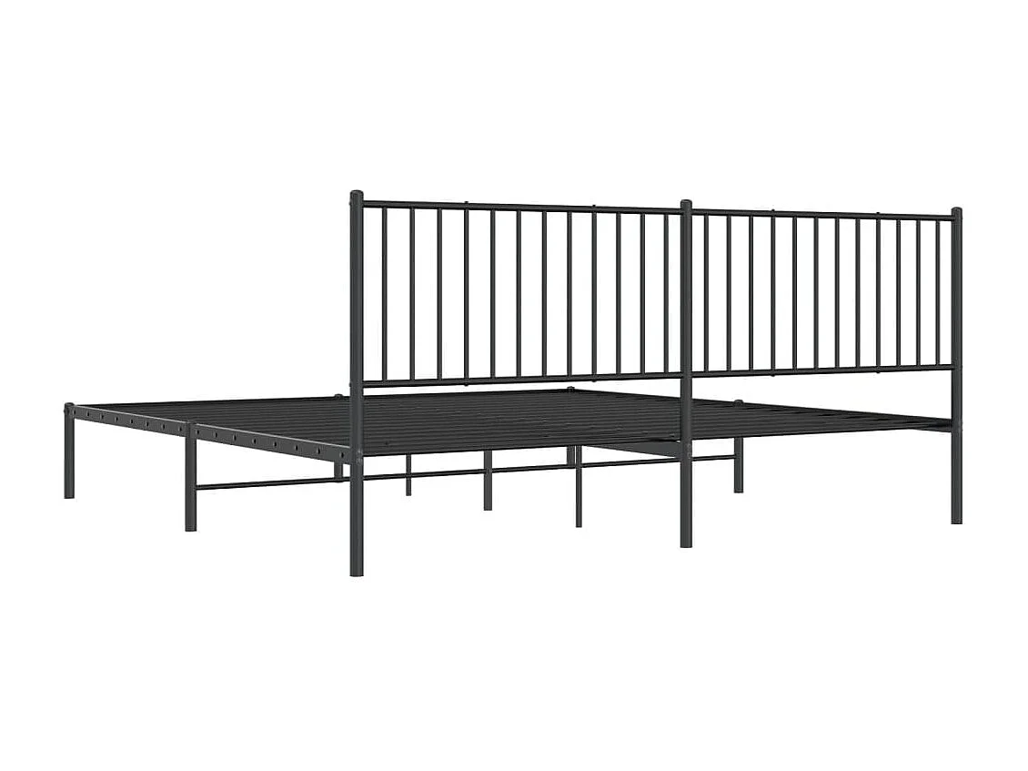 Cadre de lit métal avec tête de lit noir 193x203