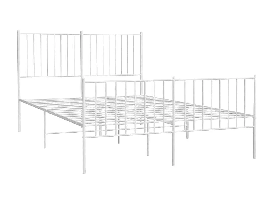 Cadre de lit métal avec tête de lit-pied de lit blanc 140x200