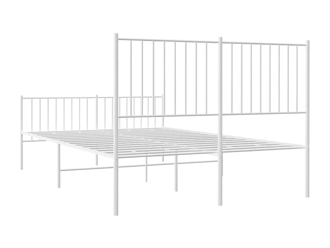 Cadre de lit métal avec tête de lit-pied de lit blanc 140x200