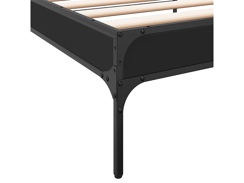 Cadre de lit noir 100x200 bois d'ingénierie et métal