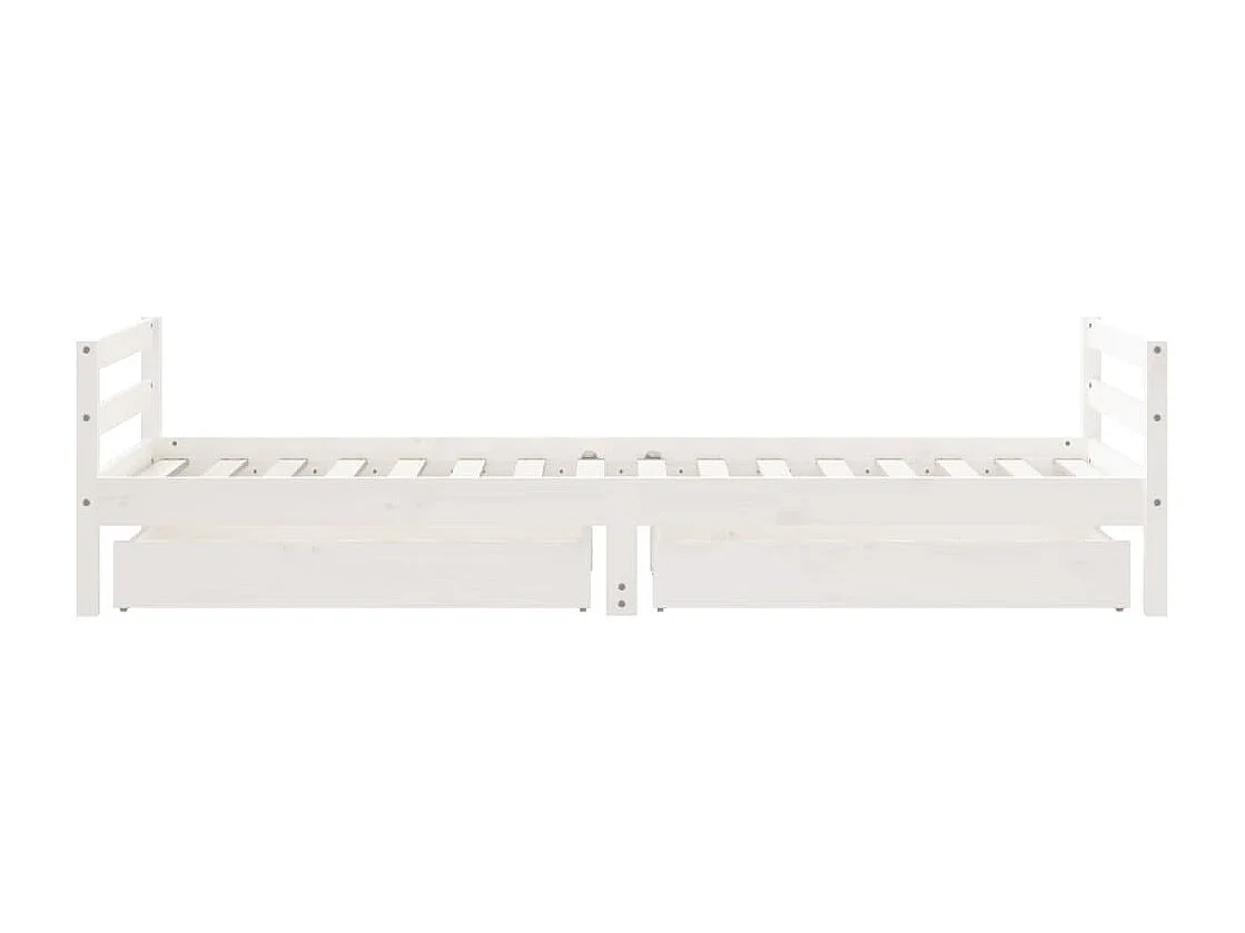 Cadre de lit enfant tiroirs blanc 80x200 bois de pin massif