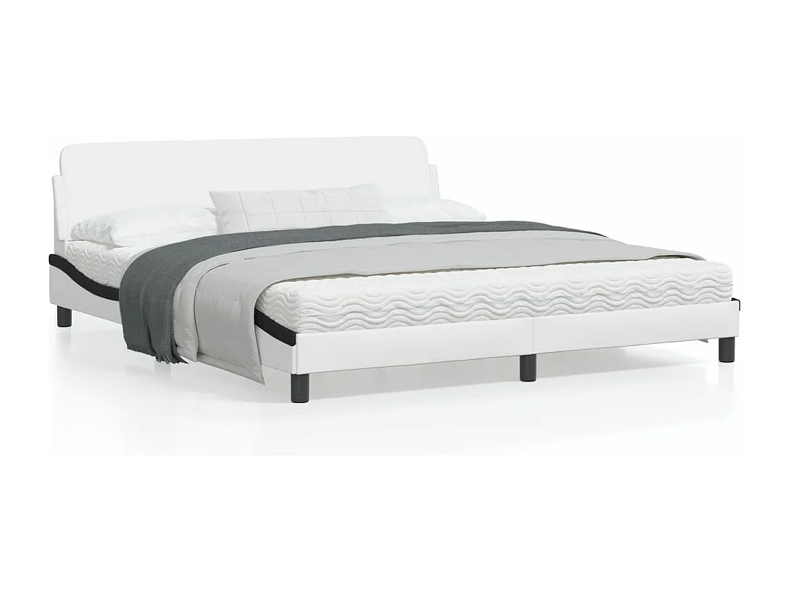 Cadre de lit et tête de lit blanc et noir 180x200 similicuir