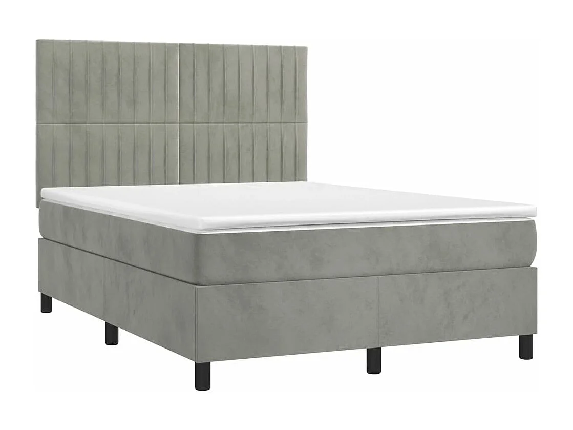 Sommier à lattes de lit et matelas Gris clair 140x200 Velours