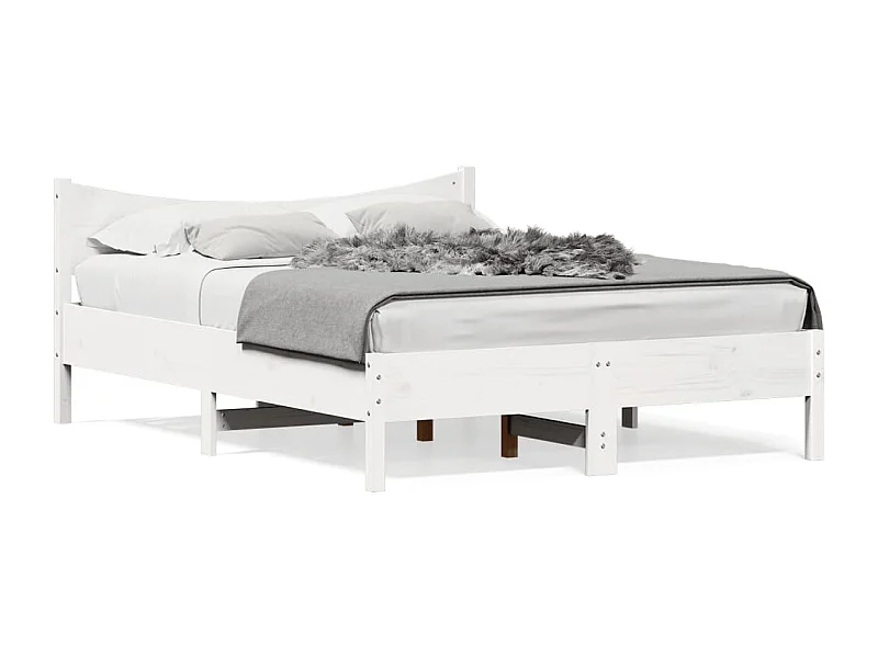 Cadre de lit Blanc 120x190 Bois de pin massif