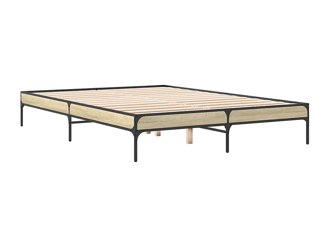 Cadre de lit chêne sonoma 150x200 bois d'ingénierie et métal