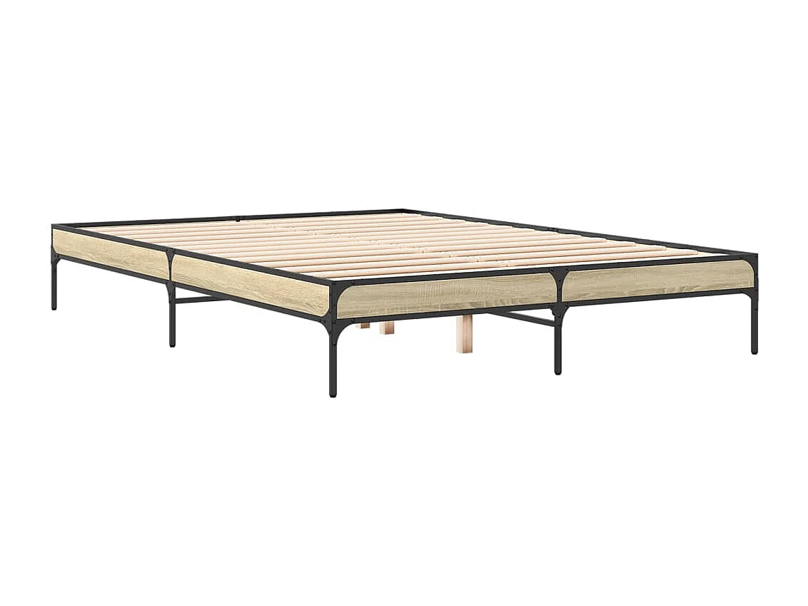Cadre de lit chêne sonoma 150x200 bois d'ingénierie et métal