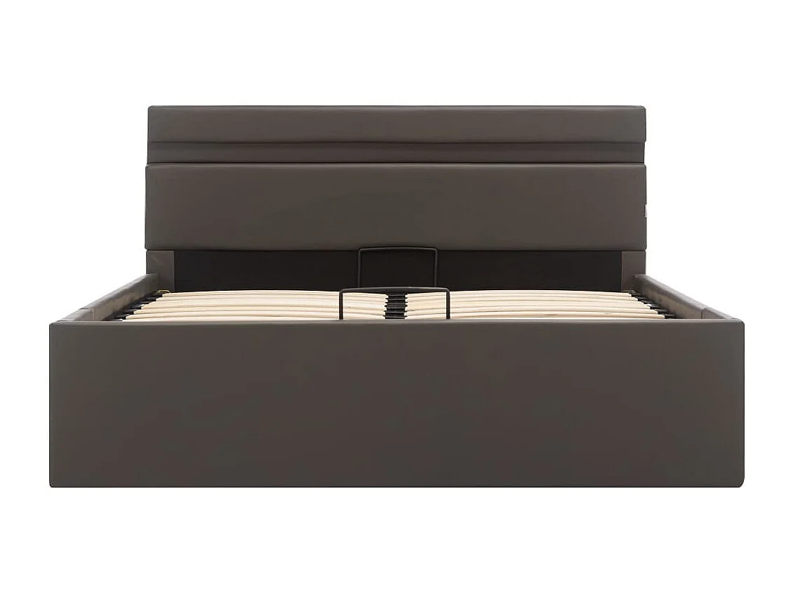 Lit à rangement avec LED Gris Similicuir 140x200