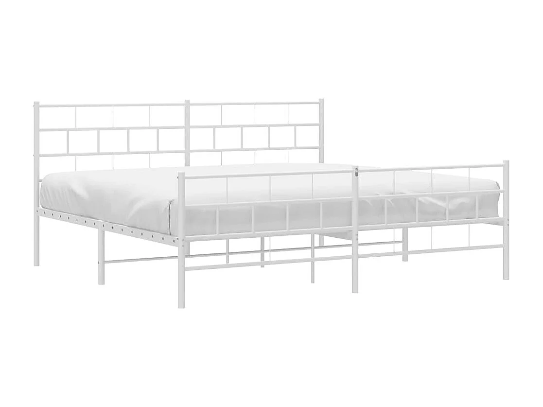 Cadre de lit métal avec tête de lit-pied de lit blanc 180x200