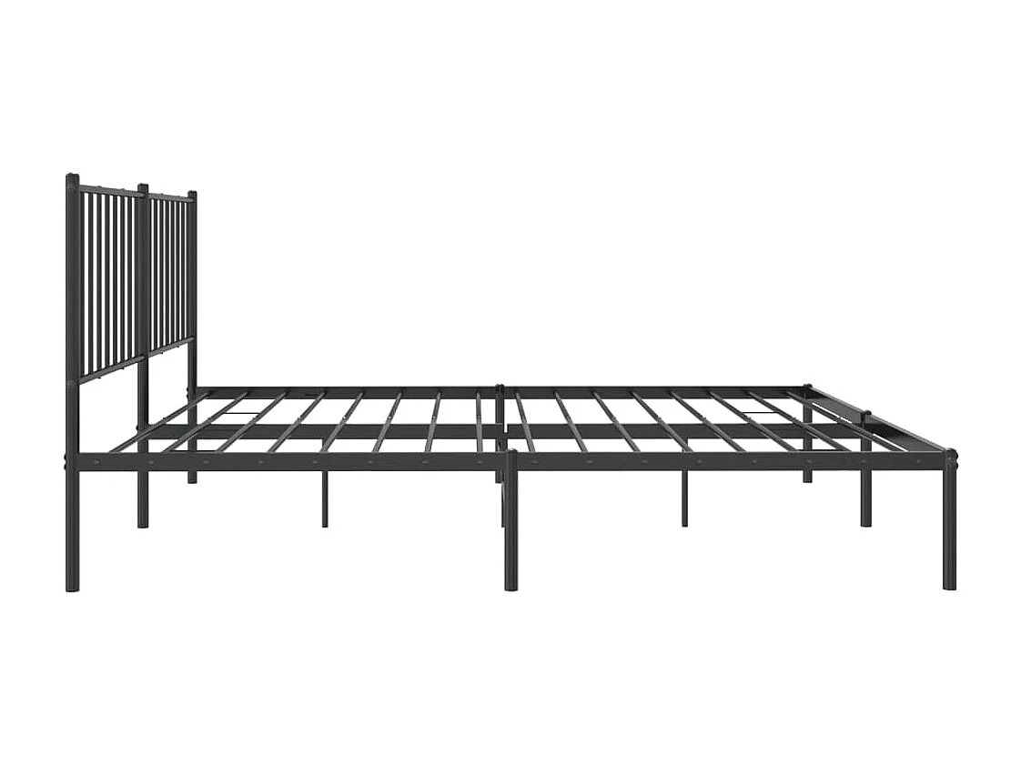 Cadre de lit métal avec tête de lit noir 135x190