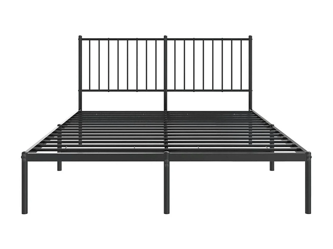 Cadre de lit métal avec tête de lit noir 135x190