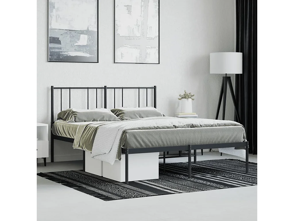 vidaXL Estructura de cama con cabecero metal negro 120x190 cm