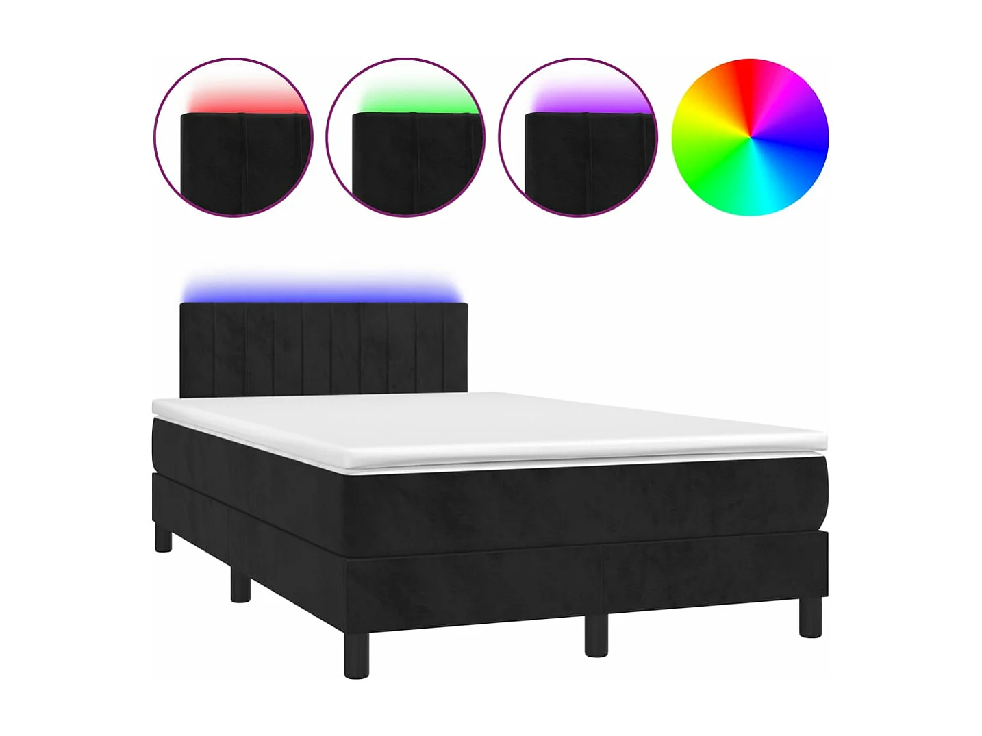 Sommier à lattes de lit avec matelas et LED Noir 120x200