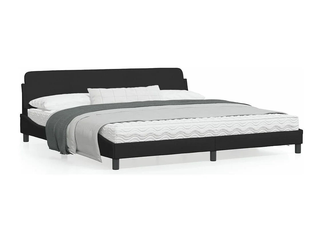 Cadre de lit avec tête de lit Noir 200x200 Tissu