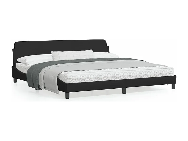 Cadre de lit avec tête de lit Noir 200x200 Tissu