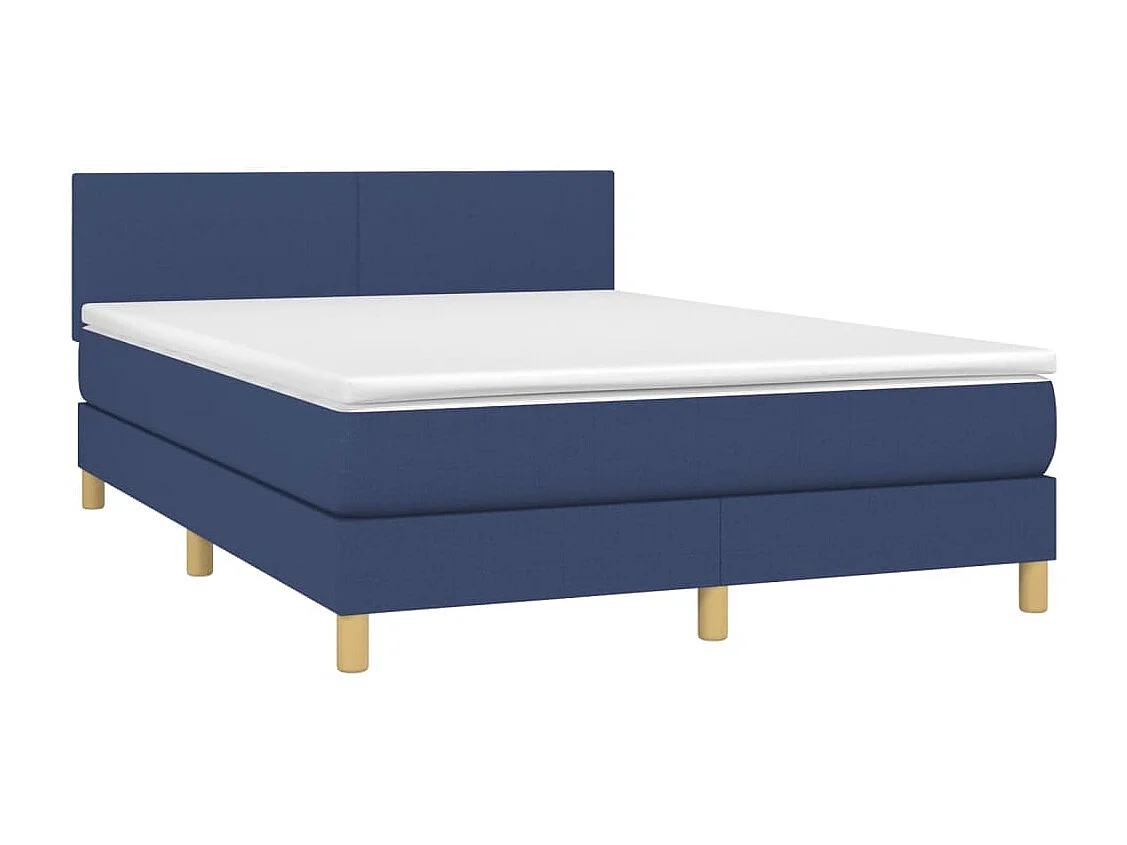 Sommier à lattes de lit avec matelas LED Bleu 140x190 Tissu