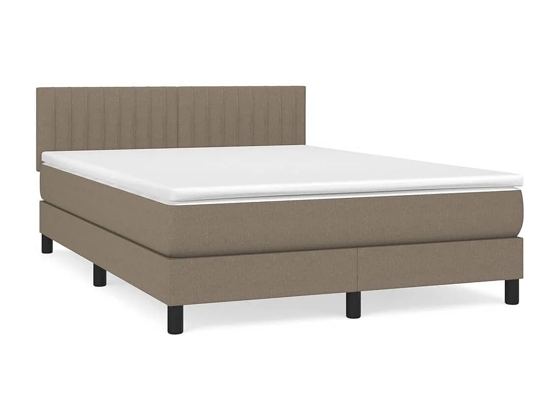 Lit à sommier tapissier avec matelas Taupe 140x190 Tissu