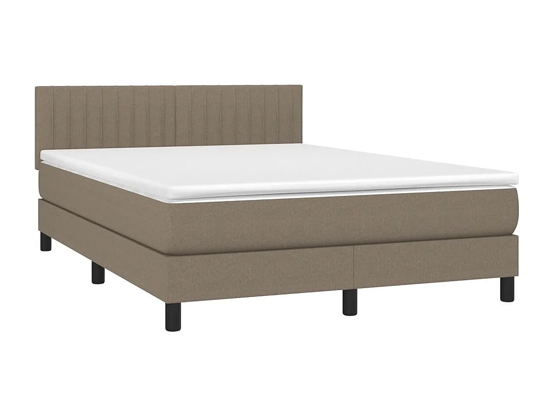 Lit à sommier tapissier avec matelas Taupe 140x190 Tissu