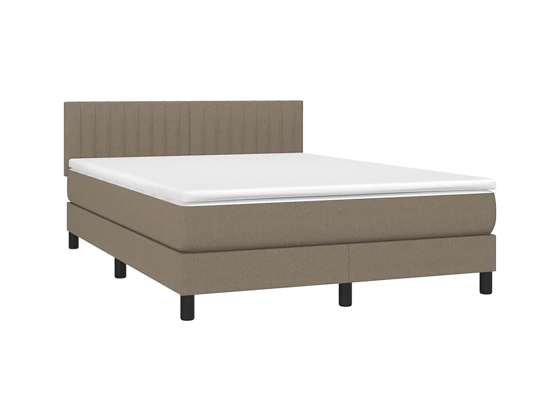 Lit à sommier tapissier avec matelas Taupe 140x190 Tissu
