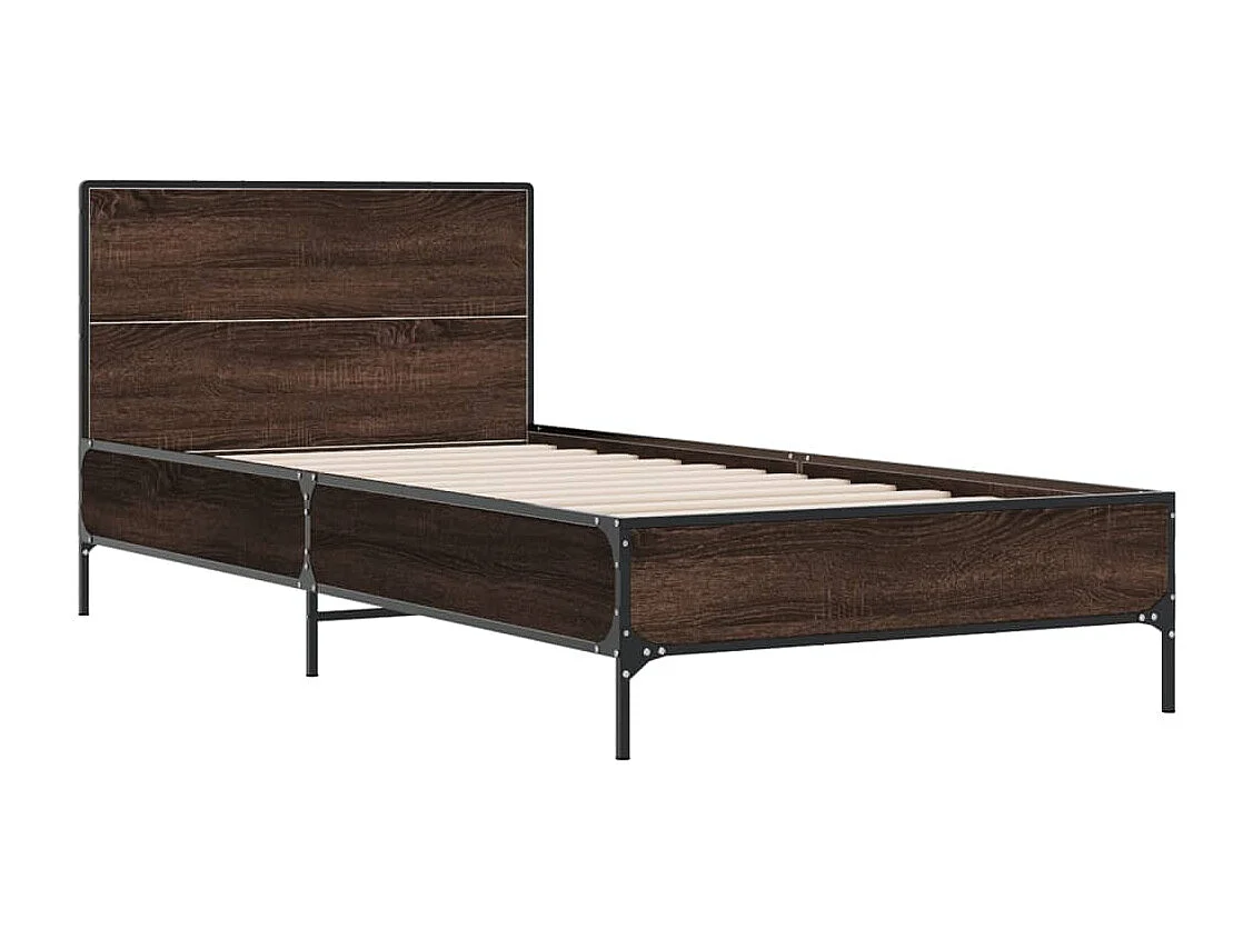 Cadre de lit chêne marron 90x200 bois d'ingénierie et métal