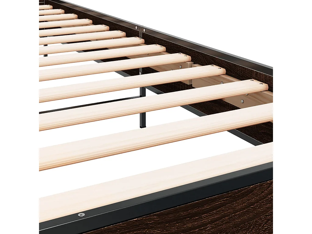 Cadre de lit chêne marron 90x200 bois d'ingénierie et métal