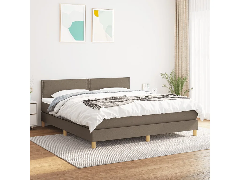 Sommier à lattes de lit avec matelas Taupe 180x200 Tissu