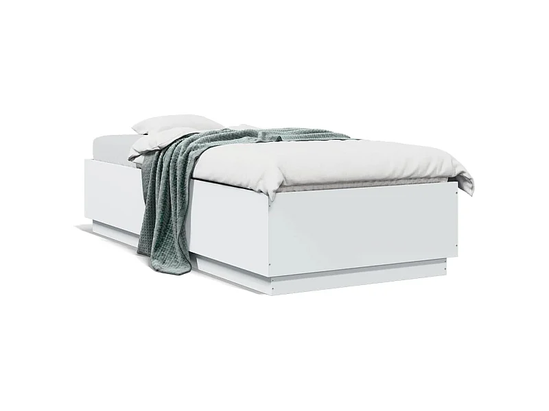 Cadre de lit avec lumières LED blanc 100x200 bois ingénierie