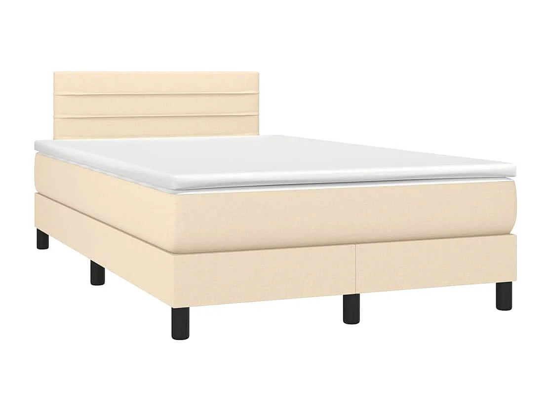 Sommier à lattes de lit avec matelas crème 120x190 tissu