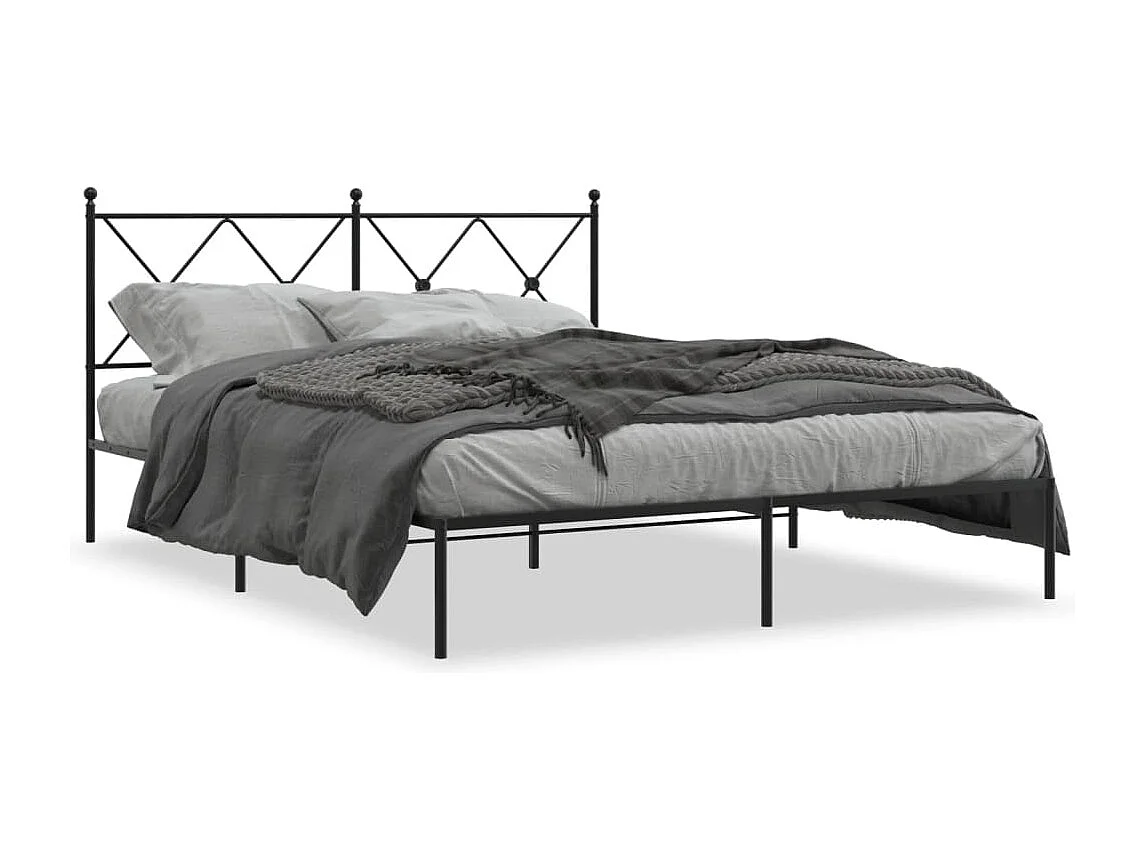 vidaXL Estructura de cama con cabecero metal negro 160x200 cm